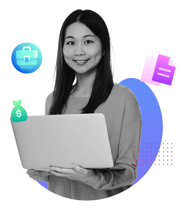 portrait of a women carrying a laptop and smiling